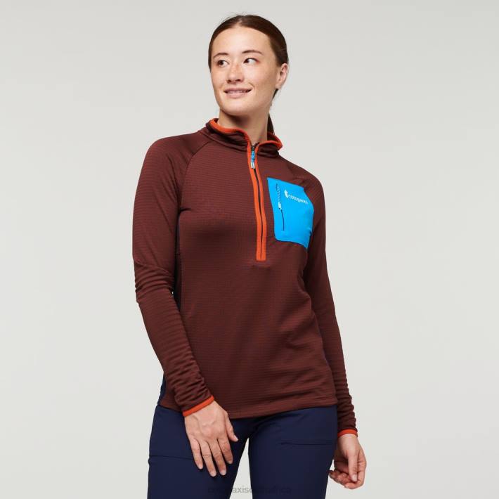 Cotopaxi Women Chestnut/Maritime Otero Fleece Half-Zip Pullover Clothing 668D24
