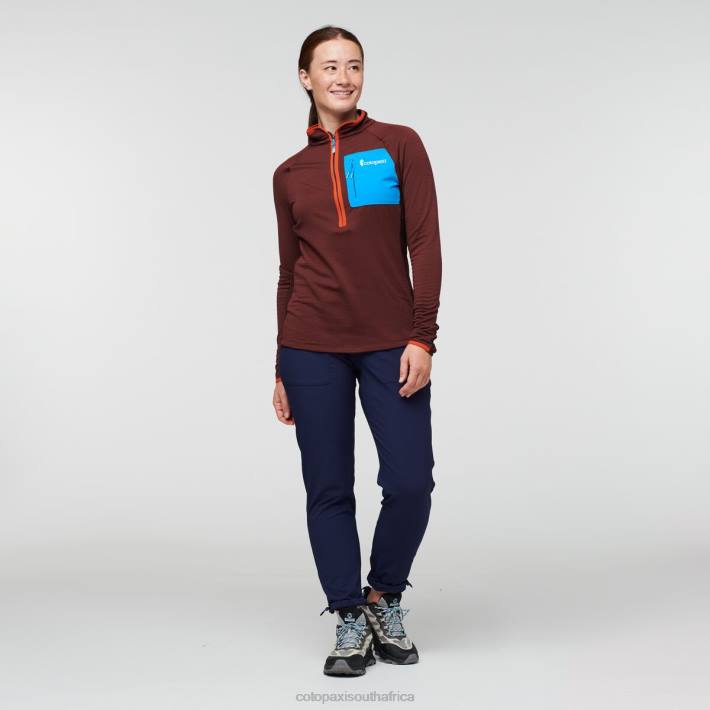 Cotopaxi Women Chestnut/Maritime Otero Fleece Half-Zip Pullover Clothing 668D24