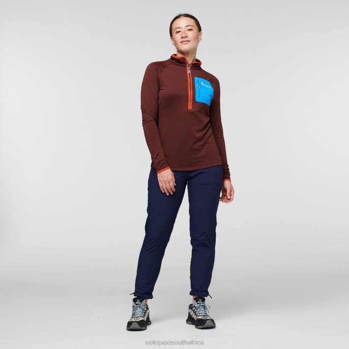 Cotopaxi Women Chestnut/Maritime Otero Fleece Half-Zip Pullover Clothing 668D24