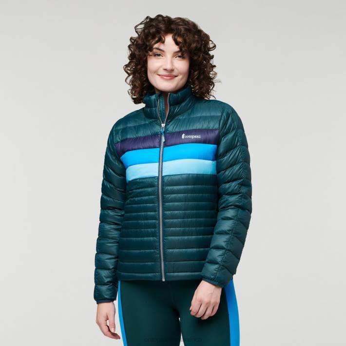 Cotopaxi Women Deep Ocean Stripes Fuego Down Jacket Clothing 668D32